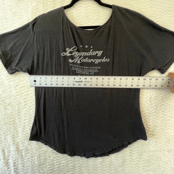 Vintage Harley Davidson Black Thrash Distressed Grunge Graphic Shirt Women Large - Picture 9 of 9